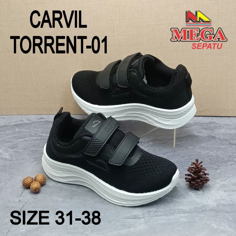 SEPATU SEKOLAH SD SMP TERBARU CARVIL TORRENT-01 BLACK/WHITE