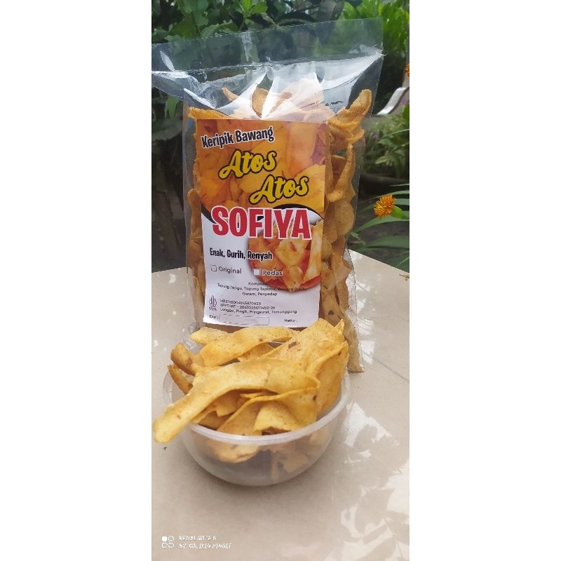 

keripik bawang atos -atos Sofiya yang murah meriah dan enak