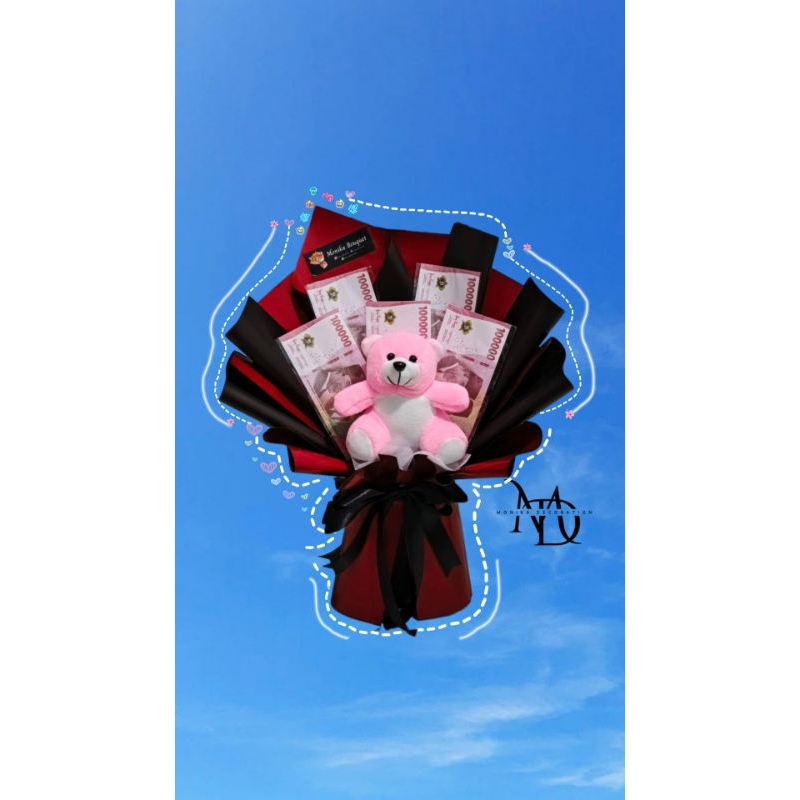 MD23 Buket Kosongan/Kerangka/isi + Boneka, Buket Uang kosongan + Boneka (Free Kartu Ucapan)