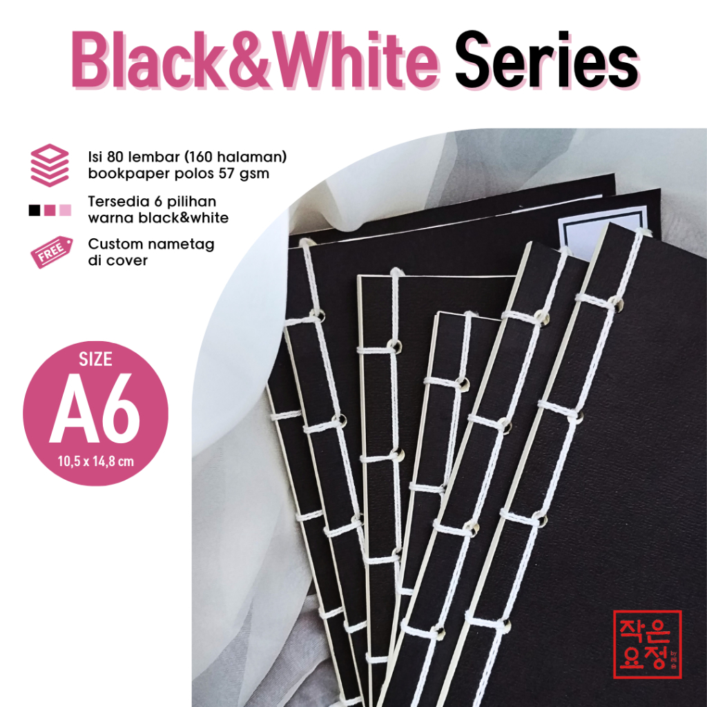 

[A6] Korean Joseon Notebook - BLACK WHITE Series by Little Fairy