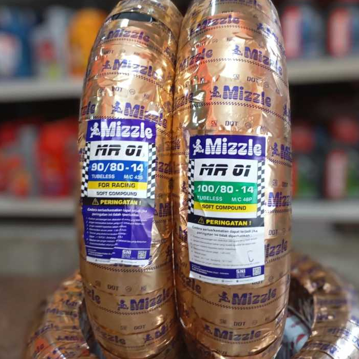 Terlaris Paket Sepasang Ban Donat Ring 14 Mizzle Mr01(Racing Compound) 90/80 100/80 Tubeles