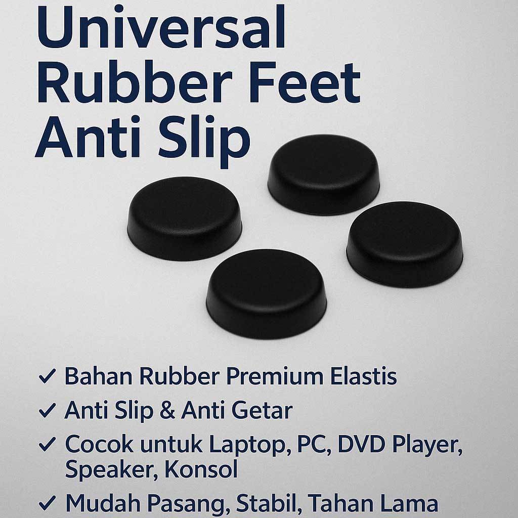 4pcs Rubber Feet Hitam Anti Slip Alas Dudukan Karet Kaki Bantalan Bawah Laptop Bulat DIY Universal