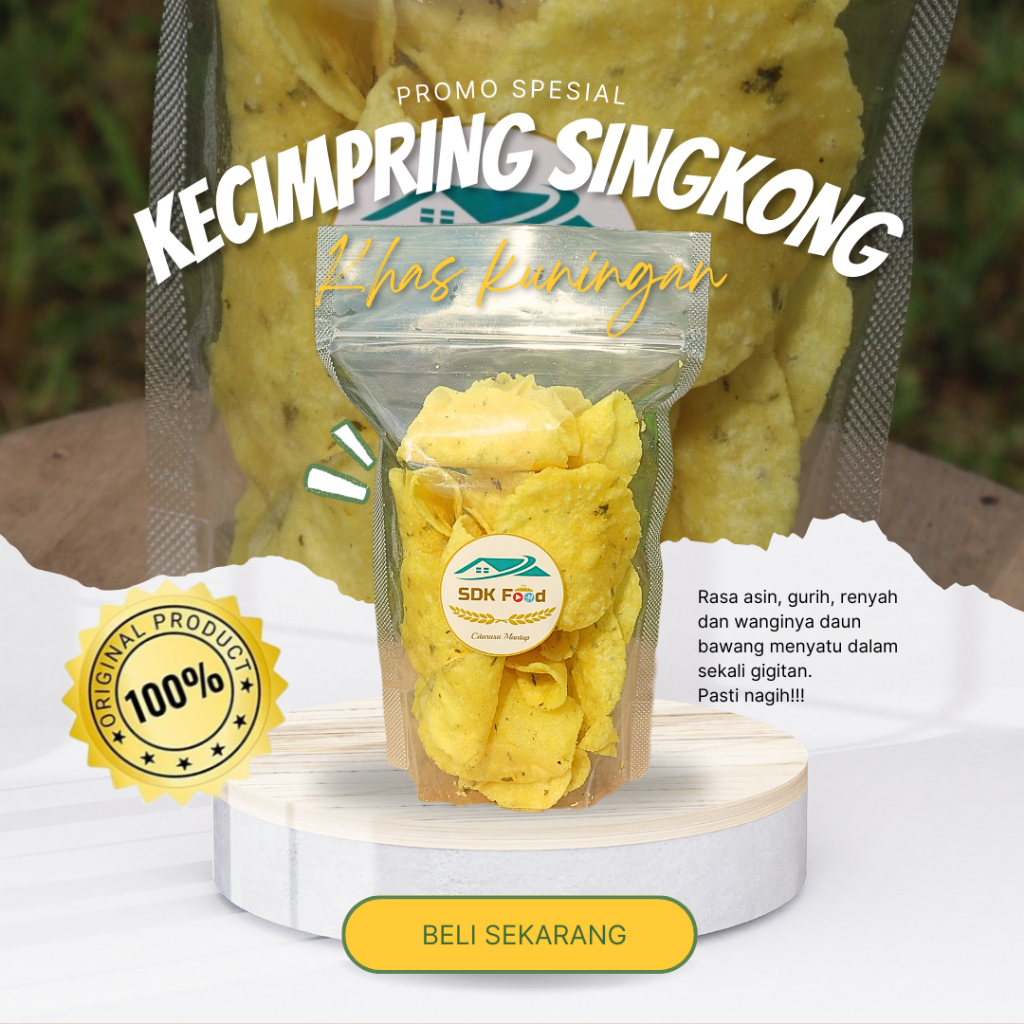 

Kecimpring Singkong Daun Bawang Gurih Khas Kuningan 130 gr - Camilan Tradisional Asin Gurih - Snack