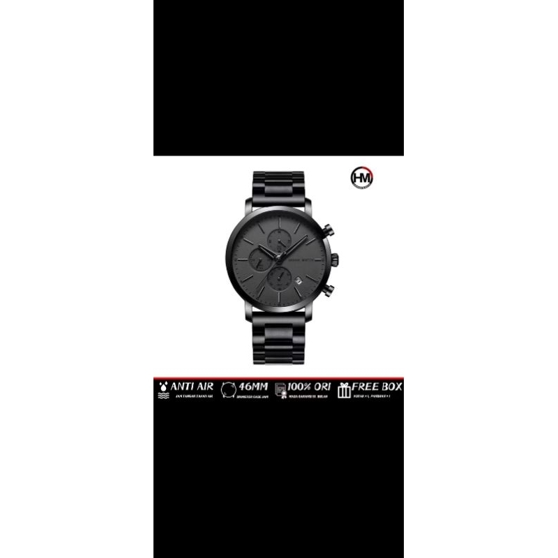 HANNAH MARTIN Jam tangan pria 100% original kronograf tahan air