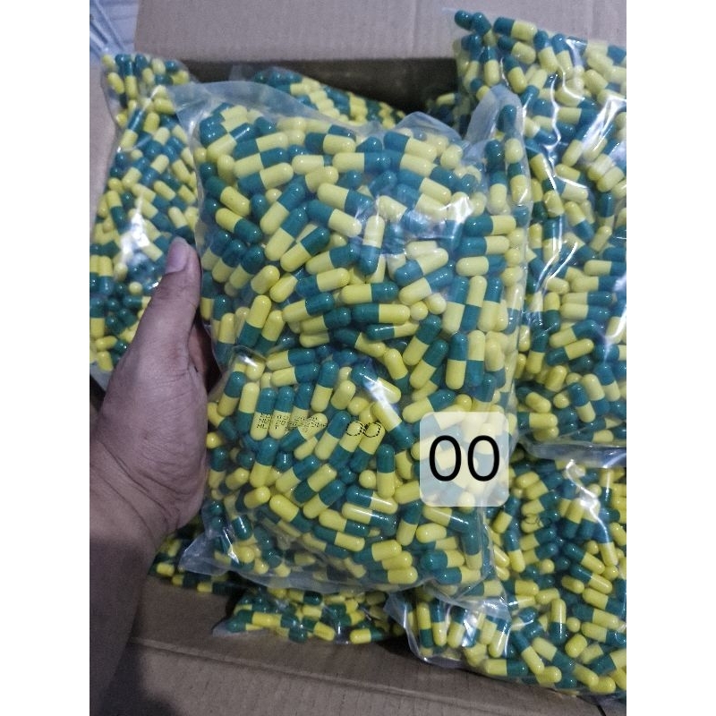 cangkang kapsul No 00 / kapsul kosong ukuran 00 warna hijau kuning