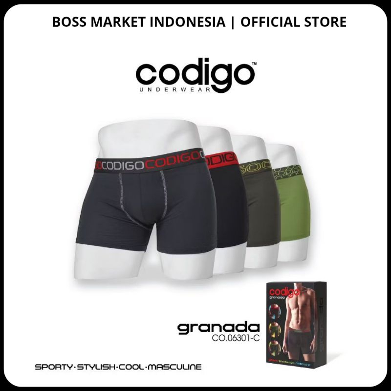 Celana Dalam Boxer Pria Dewasa CODIGO [3PCS] - Boxer Codigo Granada CO.06301-C