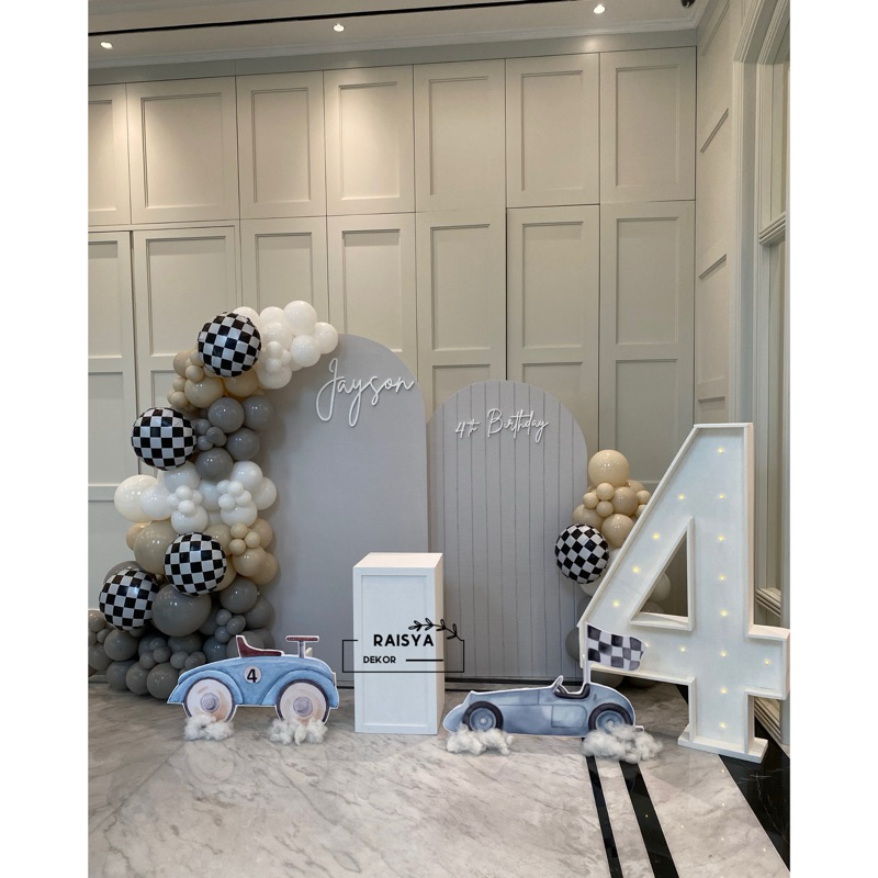 Dekorasi Ulang tahun Racing car + Jasa Pasang