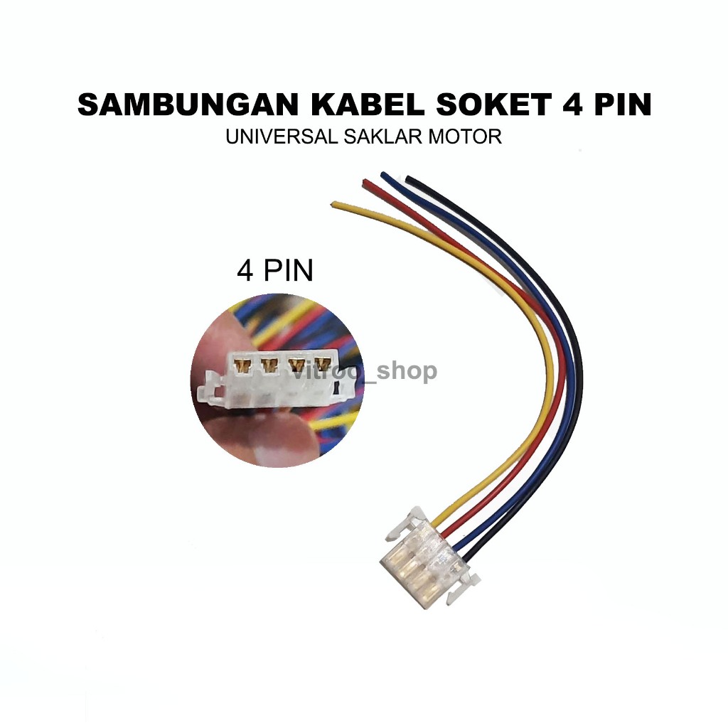 SOC4 - Socket Soket Saklar Kabel Lampu Dim On Off Motor 4 Pin Untuk Motor Beat Fi Injeksi Vario Revo