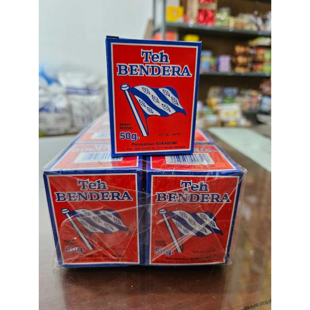 

Teh Bubuk Bendera Kotak 50gram Asli Medan