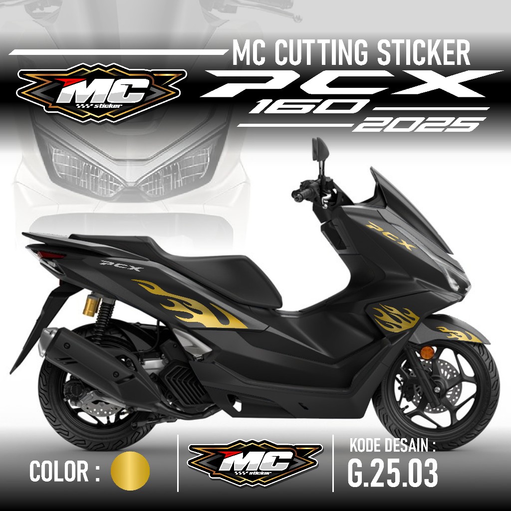 Cutting Sticker Striping PCX 160 NEW 2025 - Aksesoris Motor Stiker Honda PCX 160 2025 Api Hotwheels 