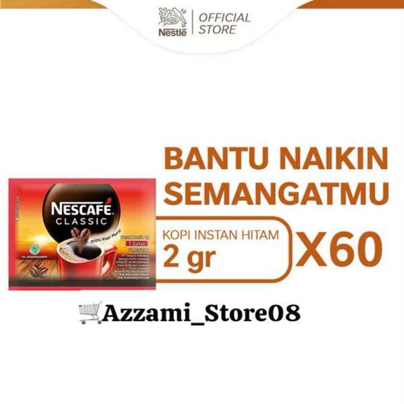 

￼NESCAFE Classic Kopi Instan Kopi Hitam 2gr Sachet 10 x 6 (1 pack)