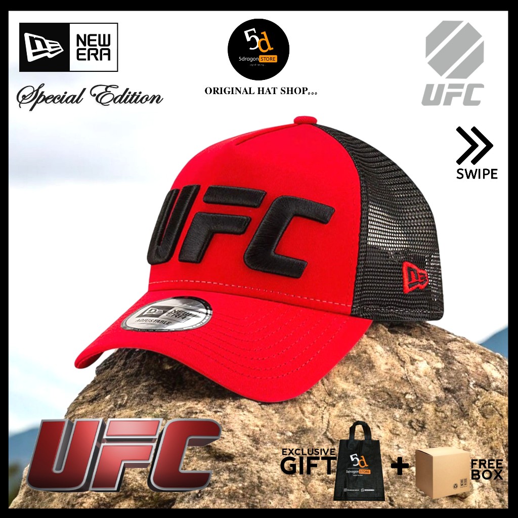 TOPI NEW ERA ORIGINAL TRUCKER UFC CORE SCARLET RED AND BLACK EDITION