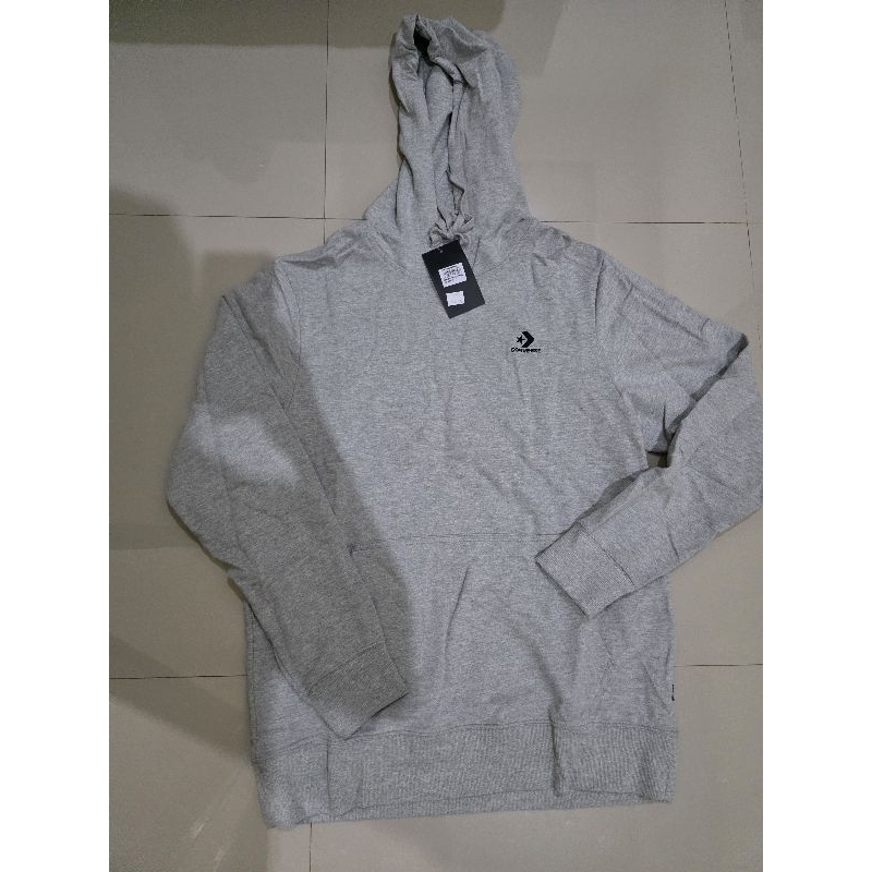 Hoodie Converse Logo Bunga dan Logo Kecil Grey Size L dan XL baham baby terry sangat nyaman Termurah