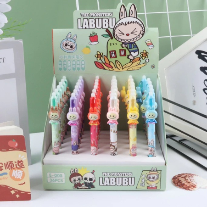 

Pulpen Gel Cetek Labubu / Pulpen Gel Mekanik Labubu Lucu Karakter Timbul bisa dihapus