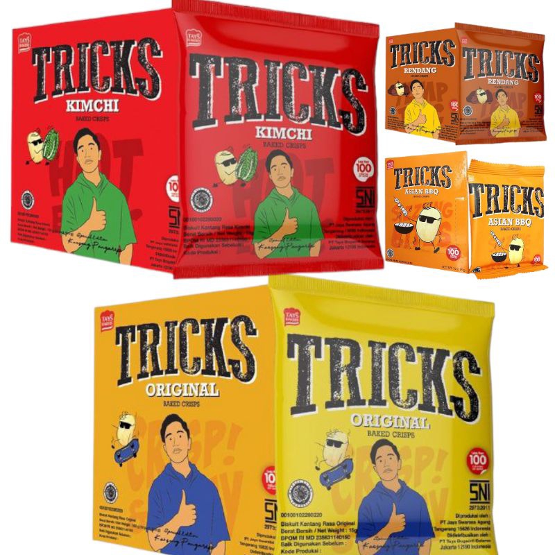 

Tricks original 1 box isi 10 saset biskuit trick kentang trik