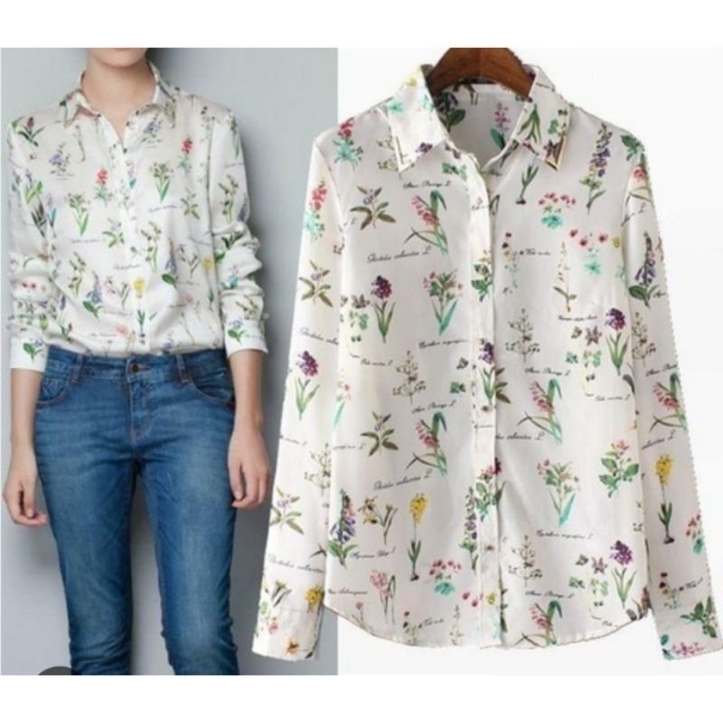 Preloved - Kemeja kerja wanita kemeja mirip Zara untuk wanita