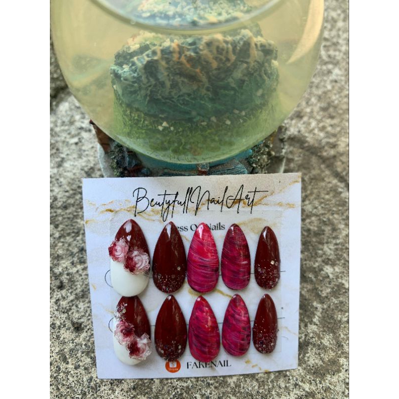 KUKU PALSU MARBLE| NAIL ART| KUKU PALSU HANDMADE| KUKU PALSU WEDDING| FREE LEM KUKU