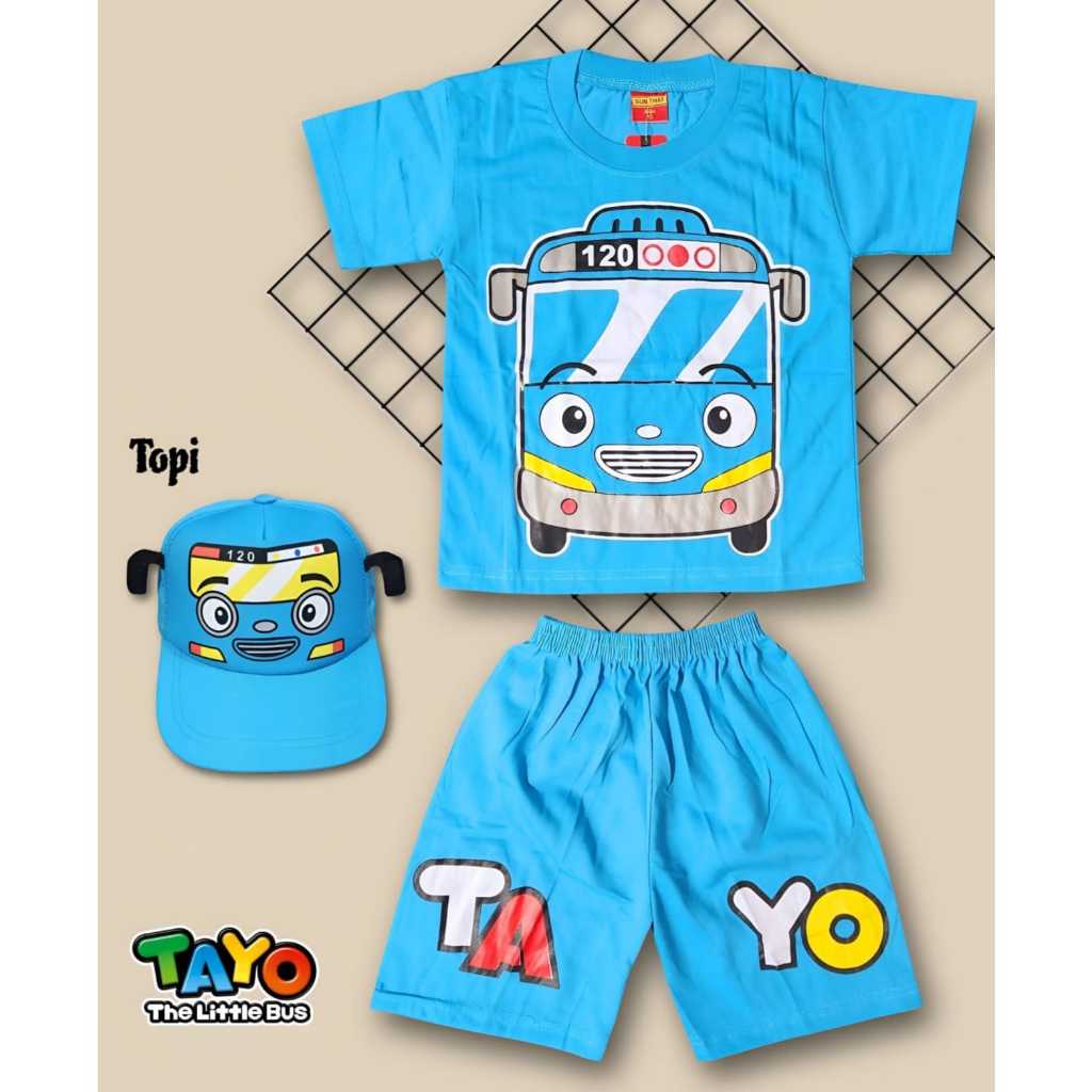 SETELAN BAJU KAOS ANAK LAKI LAKI / PEREMPUAN TAYO LENGAN PENDEK/ BAJU ANAK TAYO USIA 1-10 THN