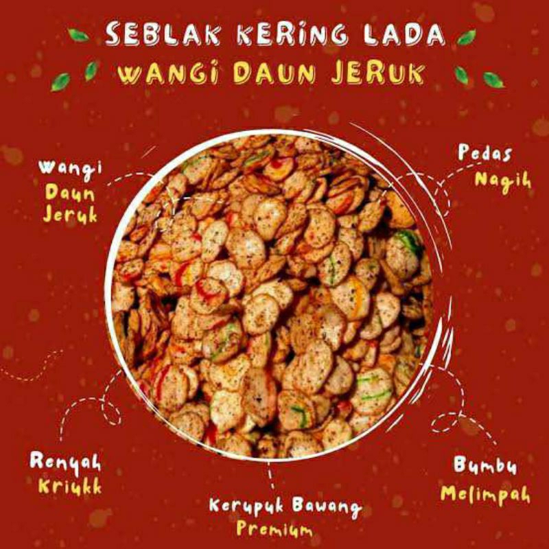 

KERUPUK SEBLAK DAUN JERUK GURIH PEDAS REMPAH OLAHAN ASLI