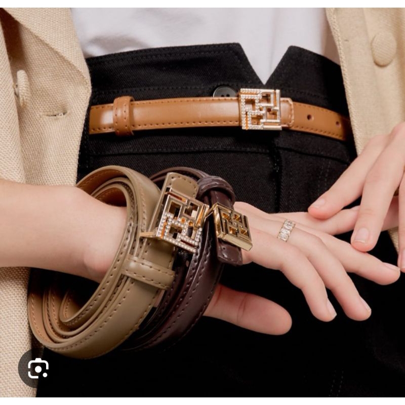 PRIVE BELT IVAN GUNAWAN FASHION ORIGINAL BAN IKAT PINGGANG DAZZLING CRYSTAL CAMEL,READY TAN COLOUR,P