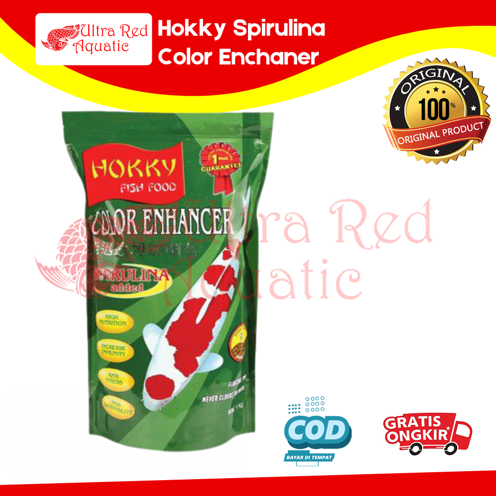 Hokky Spirulina Color Enchaner Makanan Ikan Koi Pelet Ikan Koi