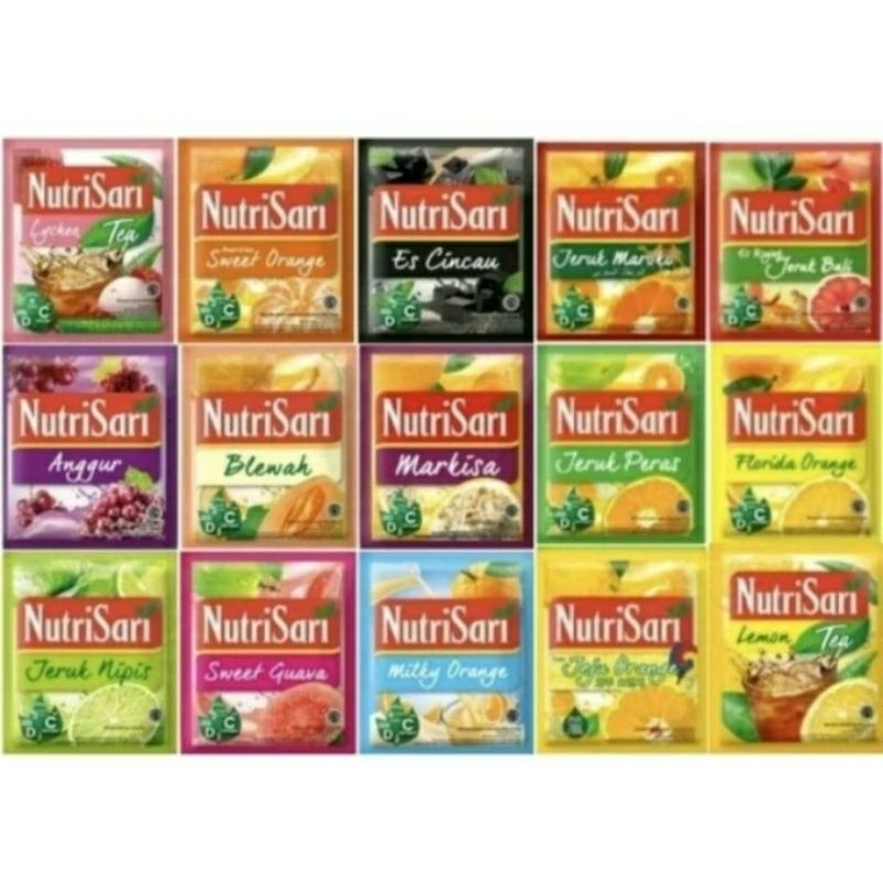 

Nutrisari minuman serbuk 1 renceng isi 10 bergai rasa
