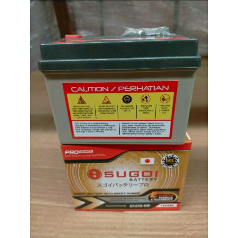 AKI SUGOI TERBARU GTZ5S MF ORIGINAL (JAPAN QUALITY) Motor Honda & Yamaha Matic