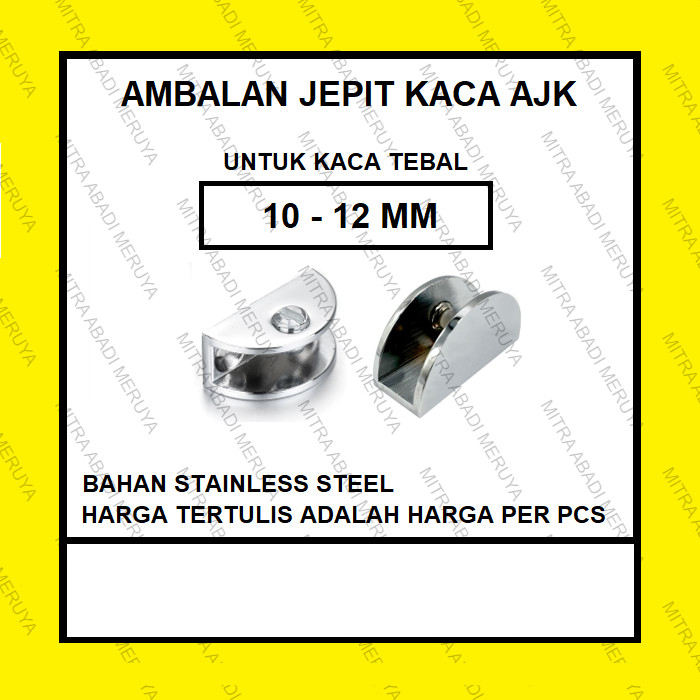 Ambalan Jepit Kaca AJK HM 12mm Ambalan Kaca Penyangga Kaca