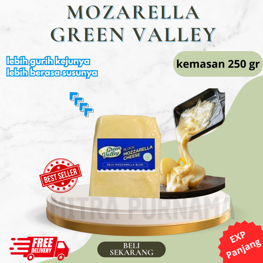 

Green Valley Mozarella 250 gram Cheese Premium Keju Mozarella Lumer Termurah Terlaris
