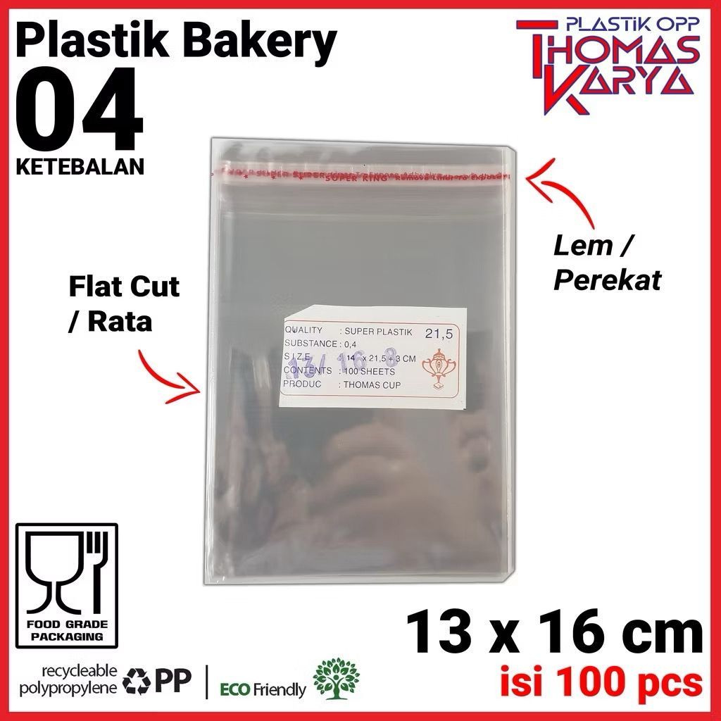 Plastik OPP LEM TEBAL 13x16 CM | Plastik OPP Seal | Plastik Undangan | Kemasan Roti Manis Bakery | P
