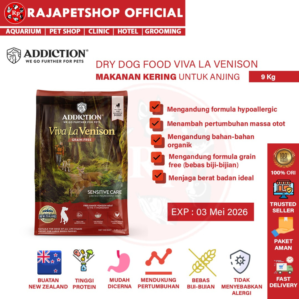 ADDICTION DOG FOOD VIVA LA VENISON 9 KG PAKAN KERING ANJING DAGING RUSA