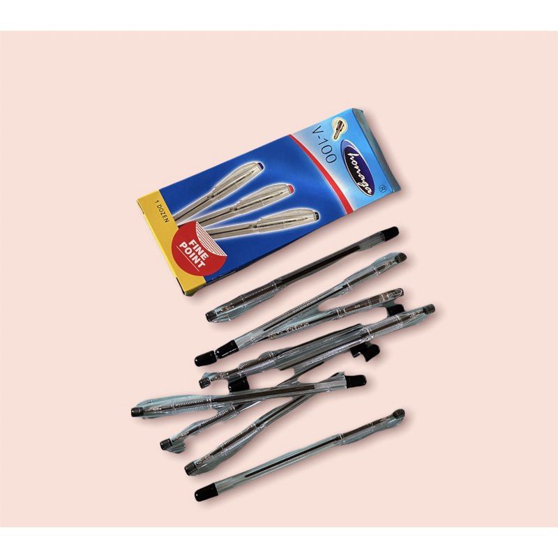 

[ 12 PCS - 1 PACK ] PULPEN HONAGA V-100 / HONAGA BALL POINT PEN V-100 / BULPEN HONAGA HITAM / BULPEN MURAH