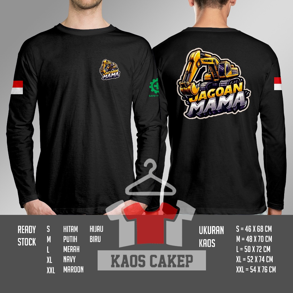 Kaos Alat Berat Anak Mama Excavator Lengan Panjang Baju Distro