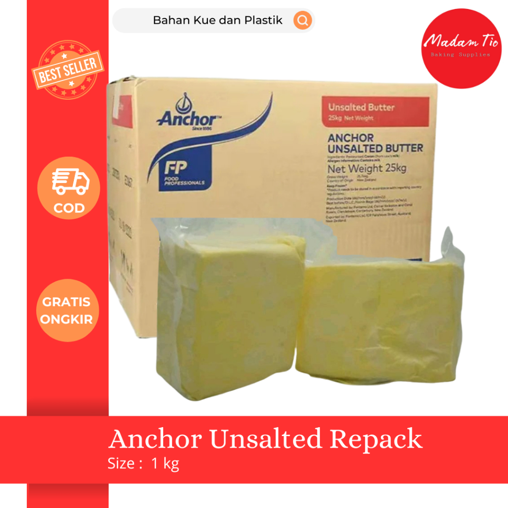 

Anchor Butter Unsalted 1kg (BAHAN DINGIN) 1pcs