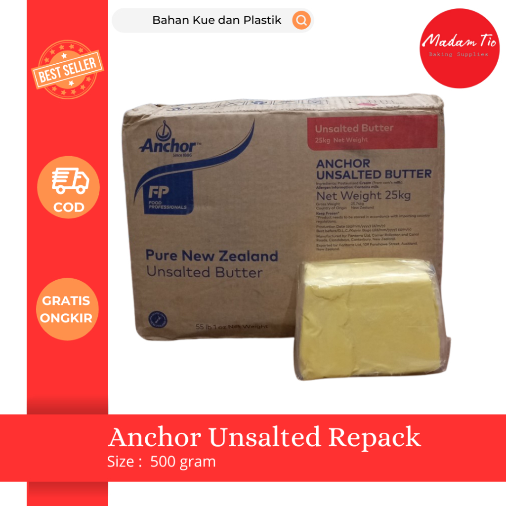 

Anchor Butter Unsalted 500gram (BAHAN DINGIN) 1pcs