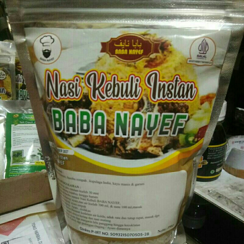 

NASI KEBULI INSTAN MEREK BABA NAYEF BERAT 350 GR
