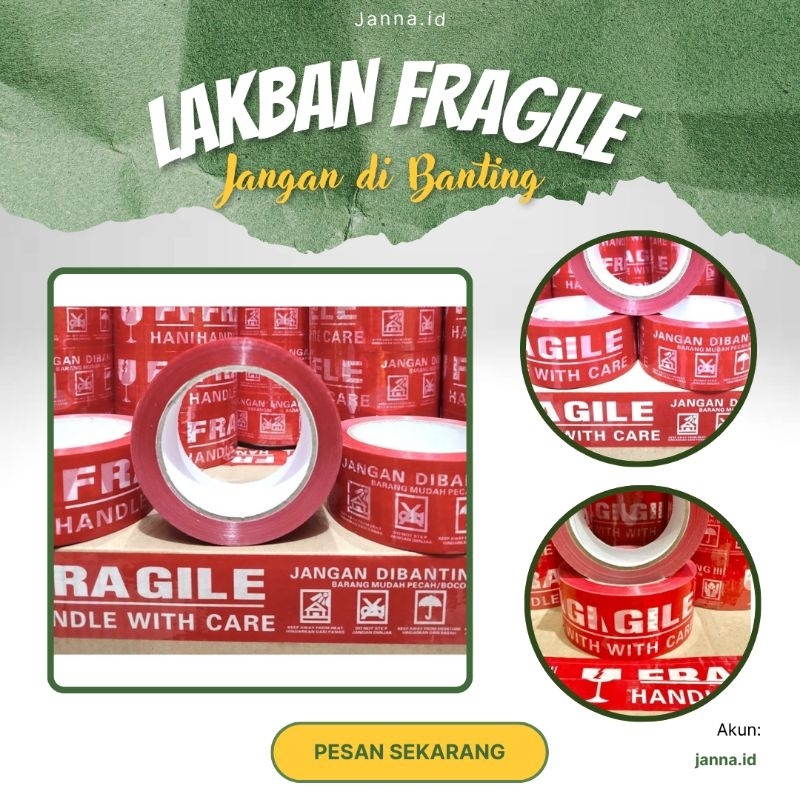 

Lakban Fragile Jangan Dibanting 2 Inch 45 Yard - Segel Barang Pecah Belah