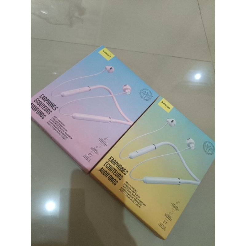 miniso big sale wireless earphone white/pink
