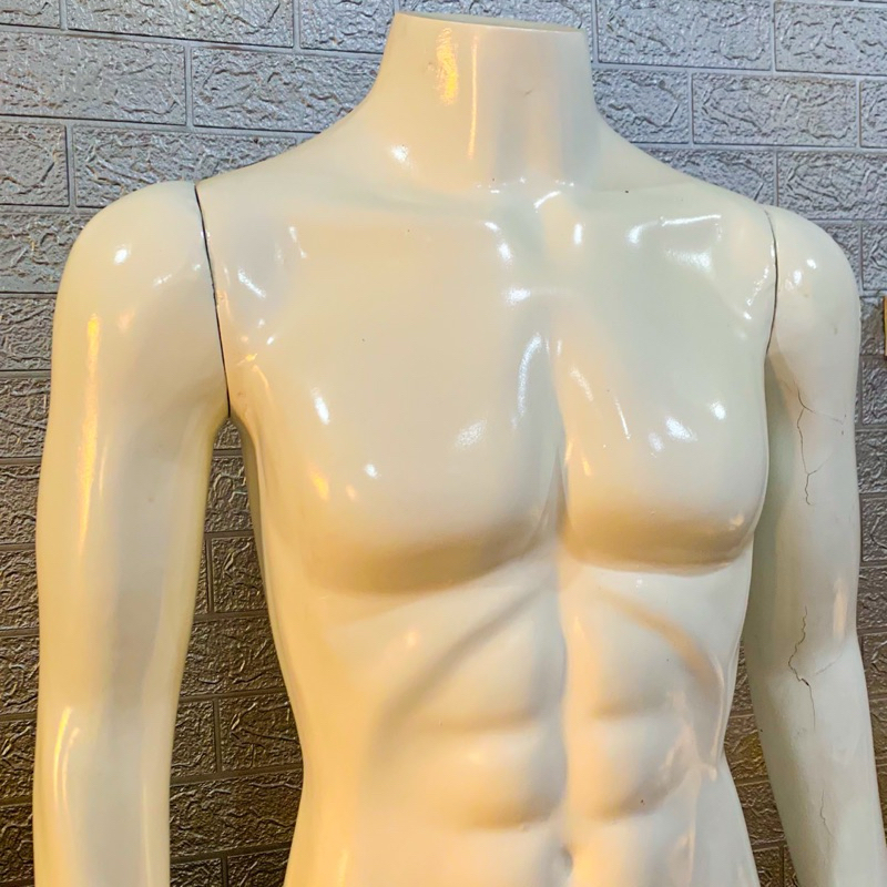 Display Manekin Pria Full Body Putih Jari Fiber | Patung Manekin Ful Body Tanpa Kepala Jari Biasa | 