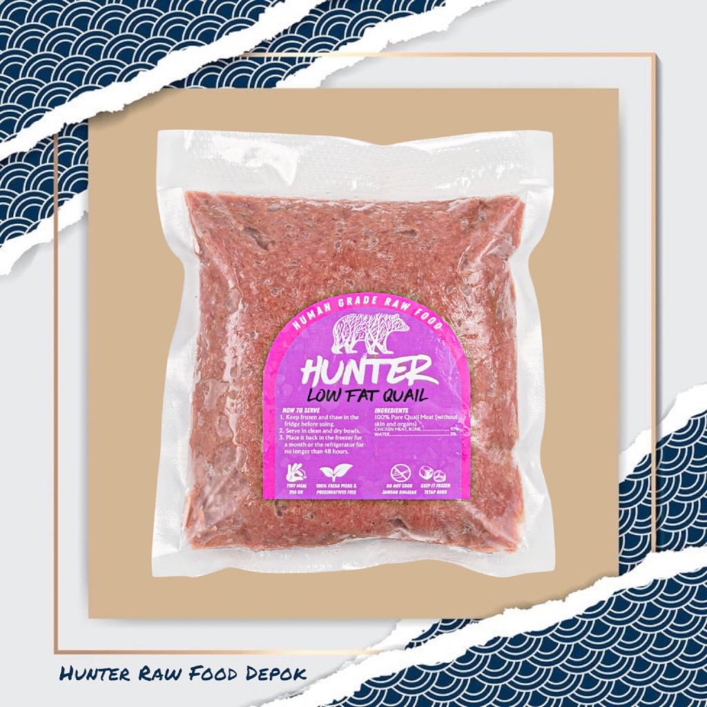 DAGING PUYUH GILING (RAW CAT FOOD) 250 gr - KITTEN FRIENDLY [ HUNTER RAW FOOD ] | GROUND QUAIL LOW F