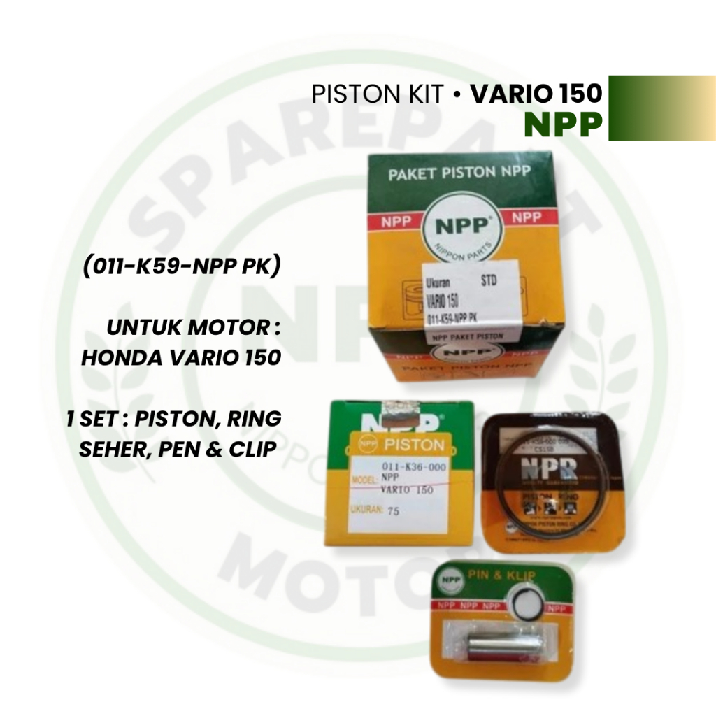 Set Piston Vario 150 || Piston Kit Seher Set Piston Honda Vario 150 Merk NPP