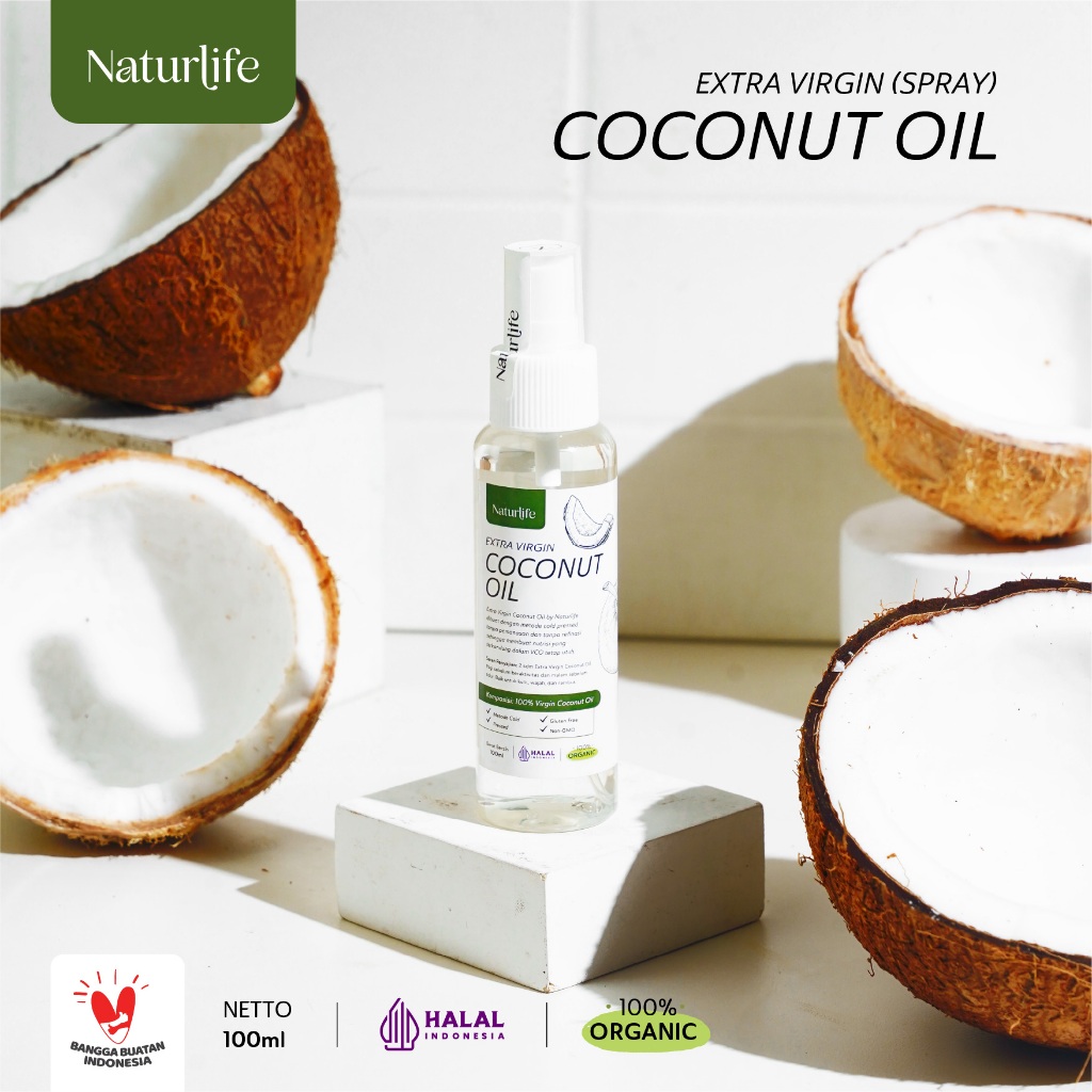 

NATURLIFE EXTRA VIRGIN COCONUT OIL VCO 100ML SPRAY 100 % ASLI MURNI ORGANIK PREMIUM QUALITY /MINYAK KELAPA MURNI / MINYAK ZAITUN VIRGIN OIL 100% MINYAK KELAPA UNTUK RAMBUT / VCO OIL / DARI BUMI / BEORGANIK / NUTRIFARM / ESSENLI / NUTIVER MINYAK KELAPA VCO