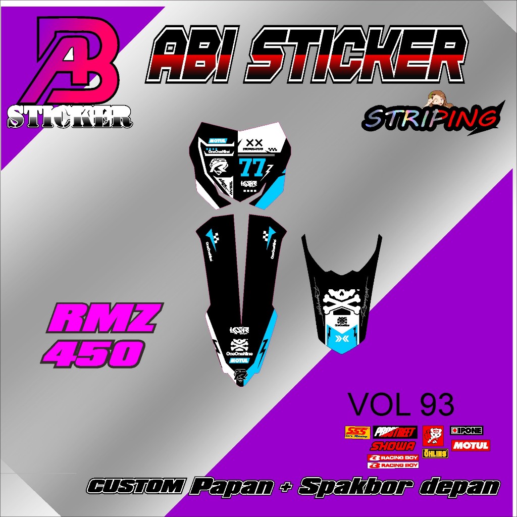PAPAN  SPAEKBOR NOMOR STAR     RMZ 450  TERBARU DECAL STICKER PAPAN NOMOR START DAN SPAKBOR DEPAN[ R