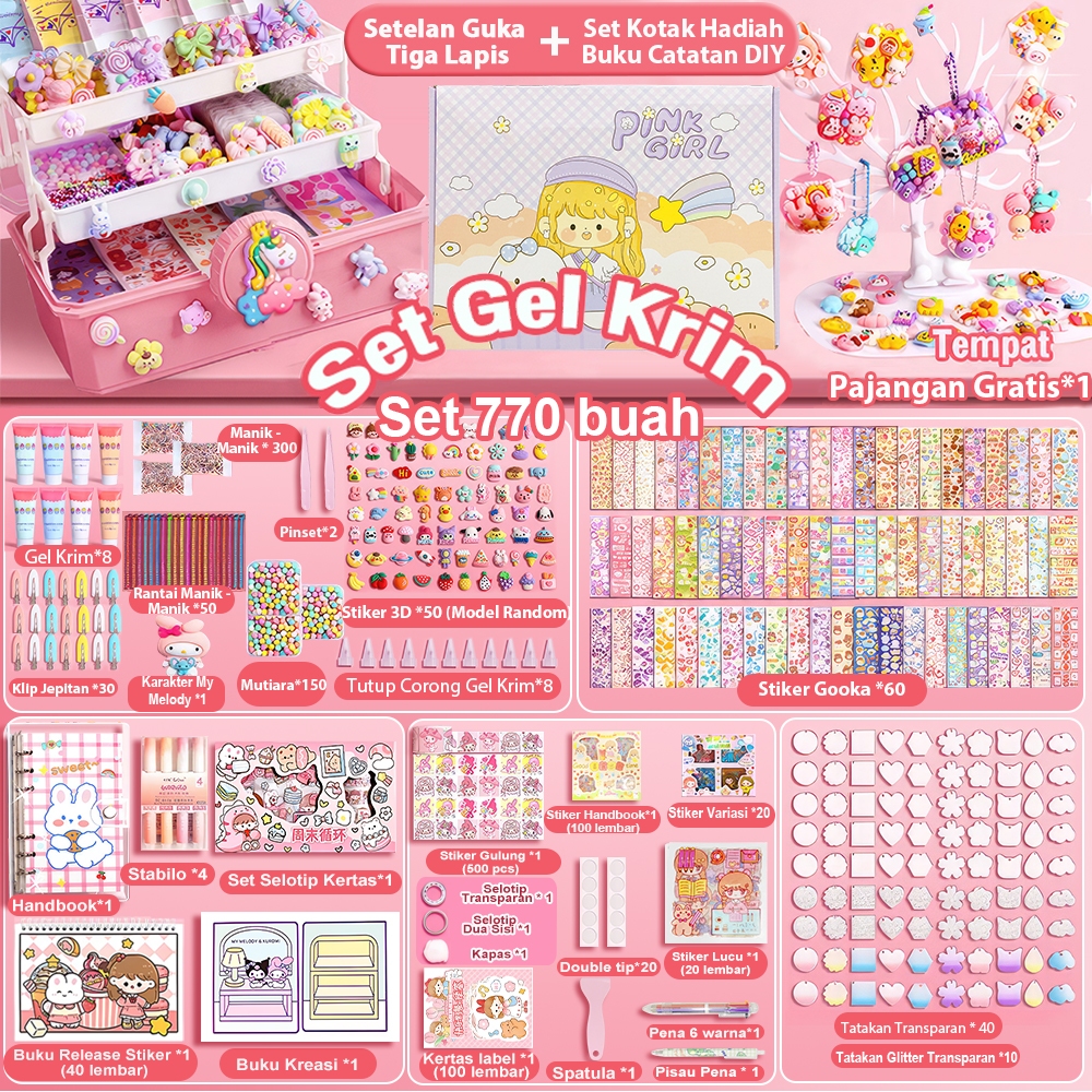 

Wetech Guka Set Box DIY Deco Cream Set Stiker Buku Dekorasi Handbook Scrapbook Buku Jurnal Mainan Edukasi Anak