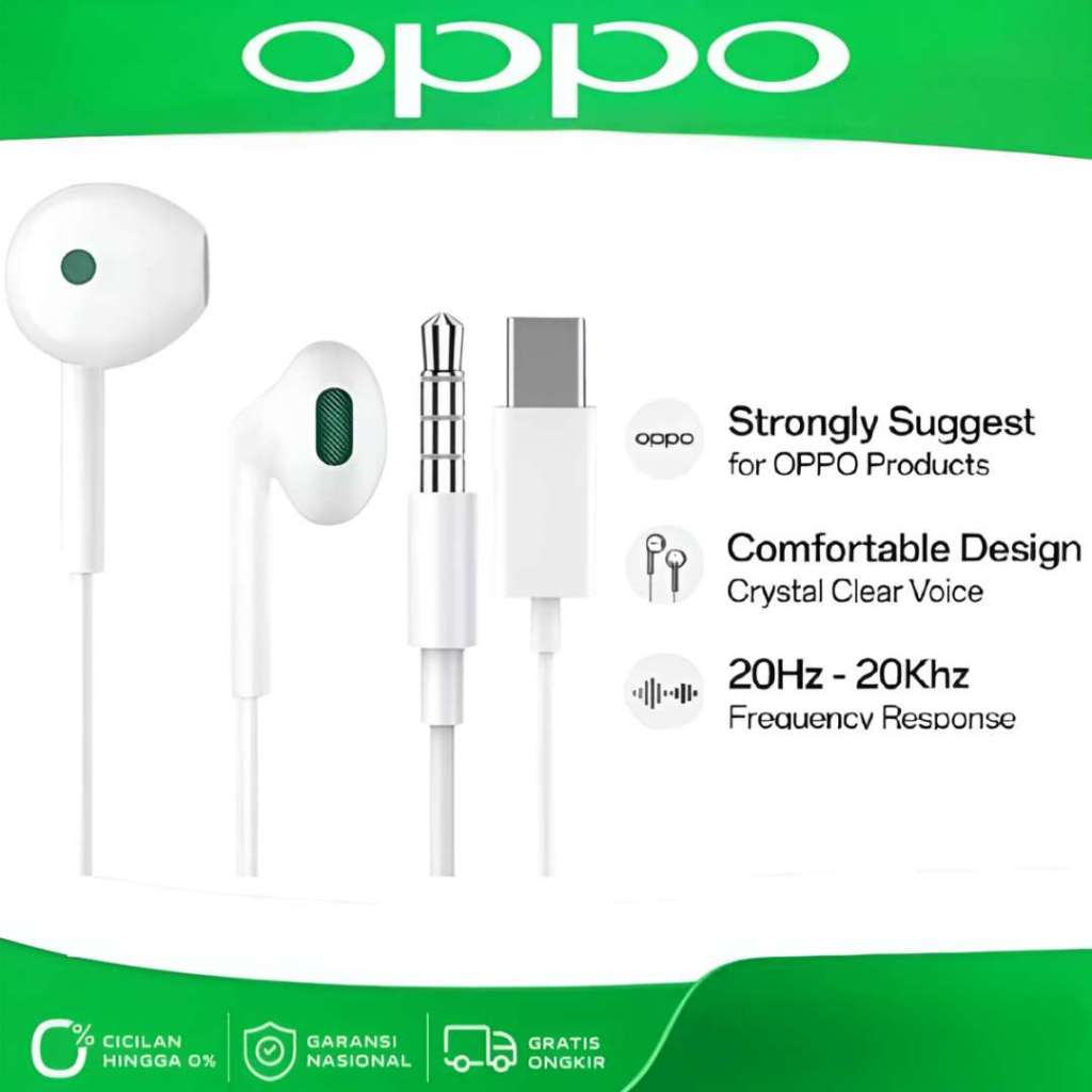 Earphone Headset Oppo Original 100% Type C / 3.5MM Handset Hp F9 A3S A5S A16 Henset Hendset Hedset