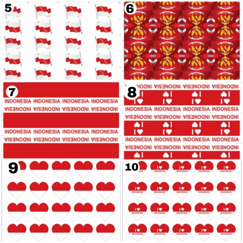 

STIKER PIPI 17 AGUSTUS KEMERDEKAAN INDONESIA/ CUTTING PIPI ( 1 LEMBAR ISI 32 STIKER )