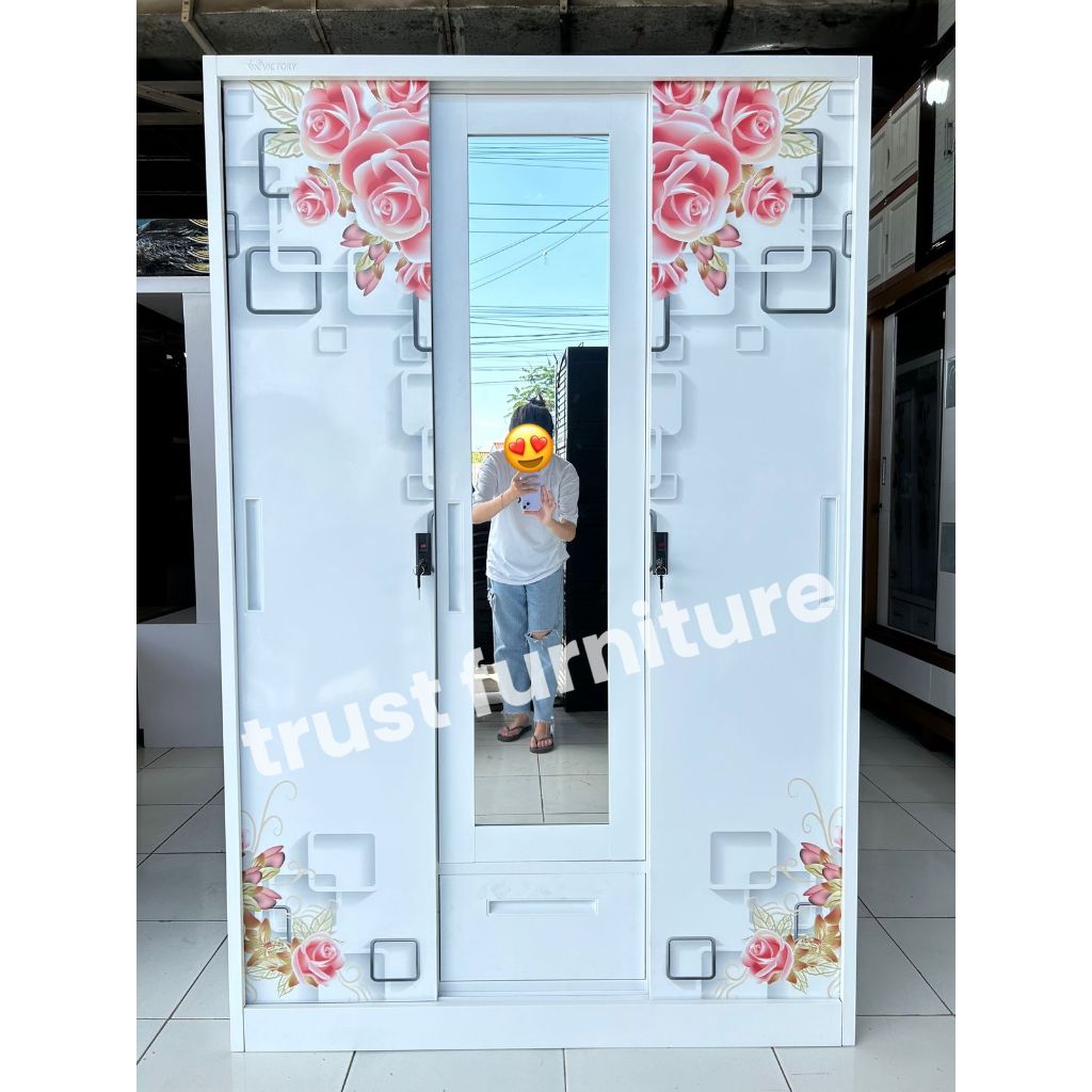 Lemari Pakaian BESI Import 3 Pintu Sleding // Lemari Gantung Full Besi