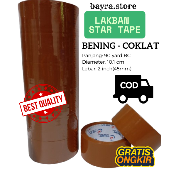 

Lakban Packing Bening Coklat 90 yard - 45 mm | STAR Tape