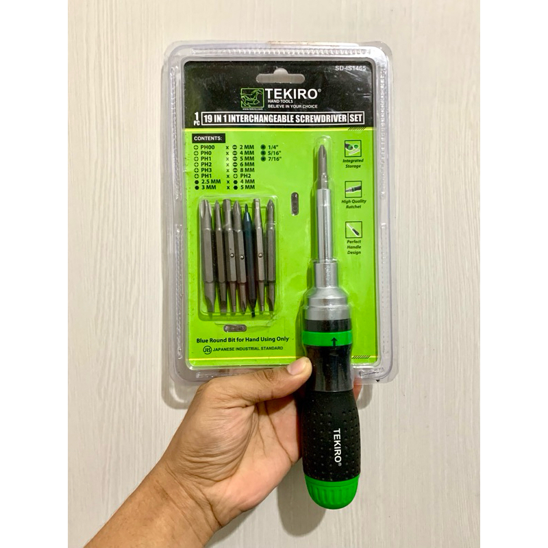 Obeng Rachet Tekiro Set 19in1 Obeng Bolak Balik Tekiro