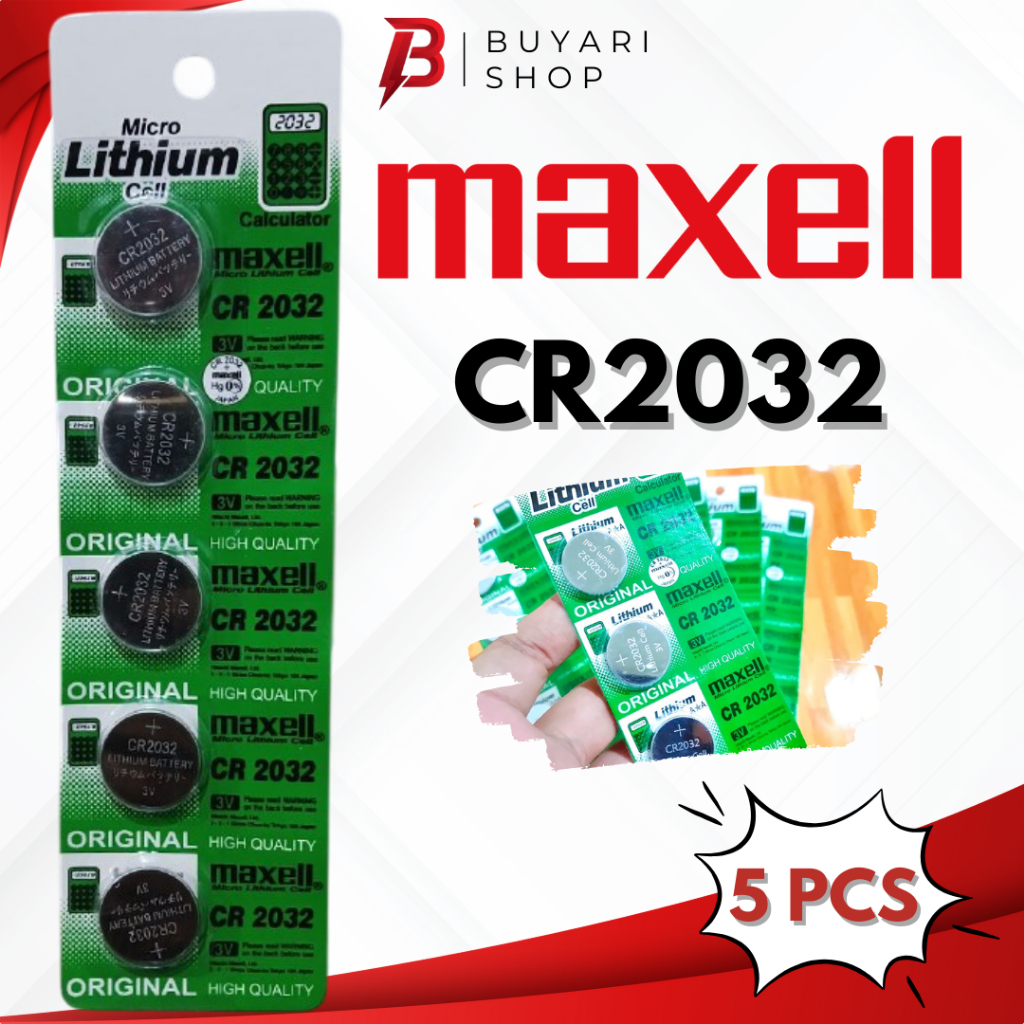 5 PCS Baterai Batre Batrai Batrei CMOS Maxell CR2032 Laptop PC Baterai Timbangan Digital badan CR203